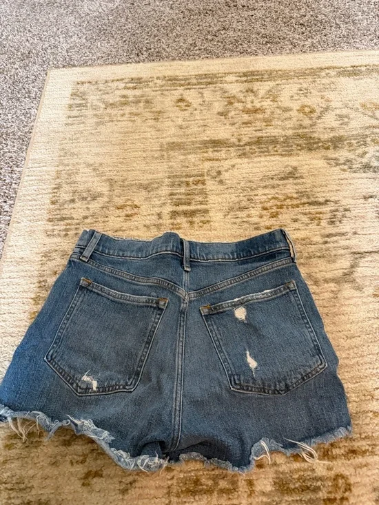 Abercrombie & Fitch Distressed Blue Denim Mom Shorts High Rise - Picture 1 of 3